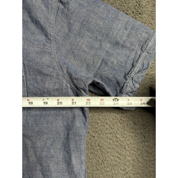 Freenote Cloth Dayton Shirt Mens Medium Denim Chambray Short Sleeve Selvedge - Picture 6 of 12